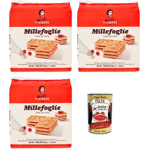 Matilde Vicenzi base per torta millefoglie 3 basi torta drei Basen für Kuchen Millefoglie kekse 3x 250 g italienisch Original