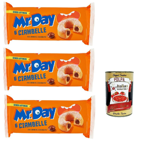 Mr.day Ciambella Cioccolato, Ciambella con ripieno di crema al cioccolato senza lattosio, Donut mit Schokoladencremefüllung, kuchen laktosefrei 3x 300 g italienisch Original