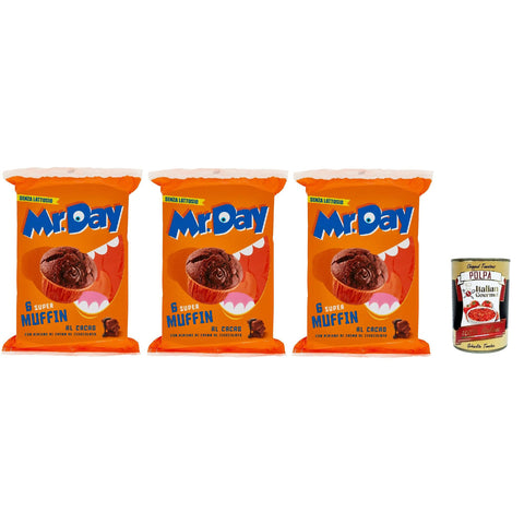 MR. DAY Mr.Day Super Kakao Muffin mit Schokoladenfüllung, laktosefreier und palmölfreier Snack 3x300g Original italienisch Gebäck