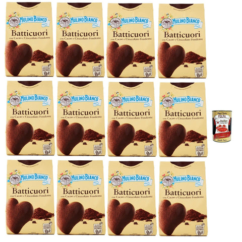 Mulino Bianco Batticuori Biscotti Con Cacao E Cioccolato, Kakao und Schokoladenkekse, biscuits cookies 12x350g Original italienisch