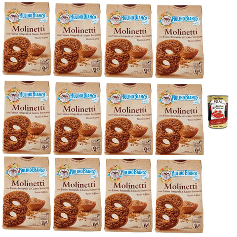 Mulino Bianco Biscotti Frollini Molinetti con Grano Saraceno, 100% Farina Integrale, Kekse mit 100% vollem Mehl, Frühstück voller Faser und Geschmack, 12x350 g