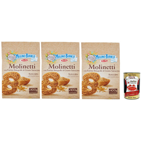 Mulino Bianco Biscotti Frollini Molinetti con Grano Saraceno, 100% Farina Integrale 3x800g Original italienisch Kekse