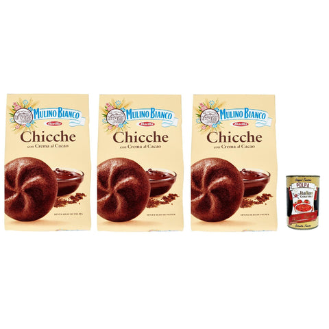 Mulino Bianco Chicche kakao, Biscotti Con Crema Al Cacao, Kakaocreme Kekse, biscuits cookies 3x200g Original italienisch