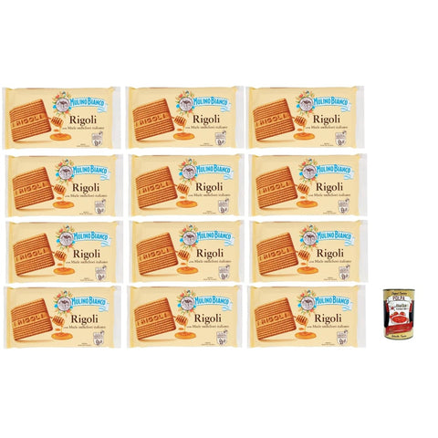 Mulino Bianco Rigoli Biscotti con Miele Millefiori Italiano Kekse mit italienischem Millefiori-Honig 12x400 g italienisch Original + kostenlos polpa 400 g