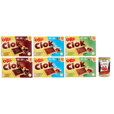 Oro Ciok Biscotto Testpaket, Latte, fondente, nocciola Kekse Mit Schokoladentafel, einfacher und köstlicher Snack, natürliche Faserquelle, 6x 200 g italienisch Original