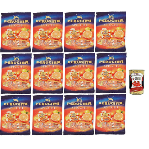 Perugina SPICCHI Caramelle al sapore di agrumi, Zitrusgewürzte Süßigkeiten italien lollies Bonbons Beutel 12x 200 g italienisch Original