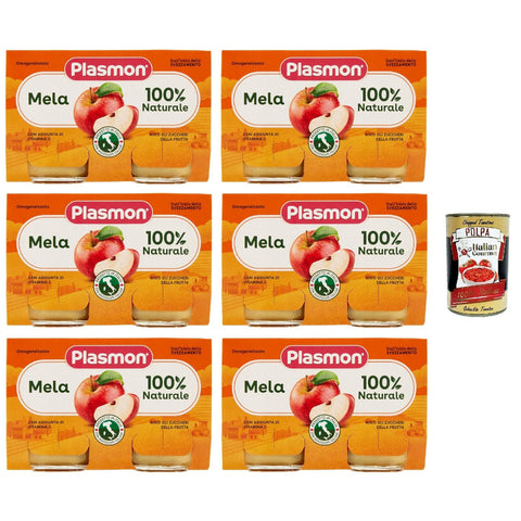 Plasmon Frutta Mela Nur mit italienischen Äpfeln, 100% natürlich, mit Zugabe von Vitamin C 2x104g Original italienisch Gebäck