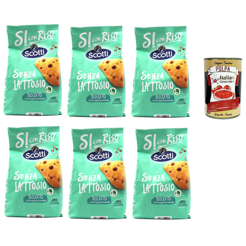 Si con Riso Biscotto con riso e gocce di cioccolato Kekse mit Reis und Schokoladenchips, Laktose freie und palmenfreie Kekse, Lactose free biscuits 6x 350 g italienisch Original