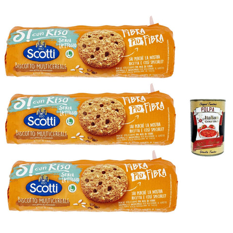 Si con Riso Biscotto Multicereale con gocce cioccolato Kekse Multi Cereal mit Schokoladenchips, Laktose freie und 1 Stk Original italienisch