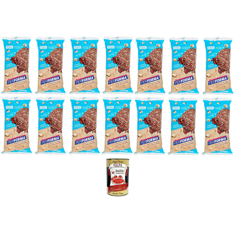 Performa brauner Reissnack mit Milchschokolade und braune Reiskuchen mit Haselnüssen in einer Packung mit 4 frischen Beuteln mit je 2 Keksen à 14x142 g italienisch Original