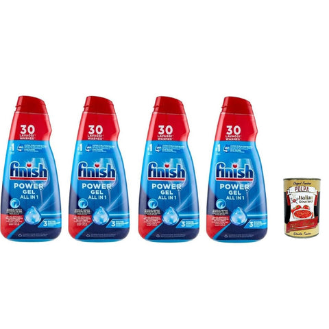 Finish Powergel Fresh Flüssigwaschmittel für die Spülmaschine multifunktional entfettende Wirkung 4x600 ml 30 Wäschen italienisch Original Pastasauce + kostenlos