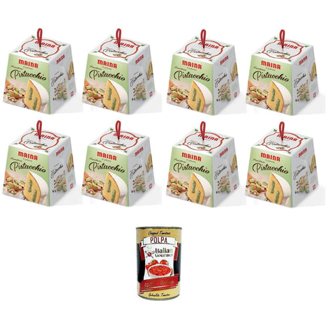 Maina Panettone Pistacchio - Traditionelles italienisches Weihnachtsdessert - Weihnachts Kuchen mit Pistaziencreme 8x750 g italienisch Original Gebäck + kostenlos