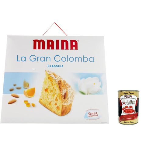 Maina Colomba Classica klassische Colomba mit kmit kandierter Orangenschale und Mandel-Haselnuss-Puderzucker aus Piemont 1 kg italienisch Original Gebäck +