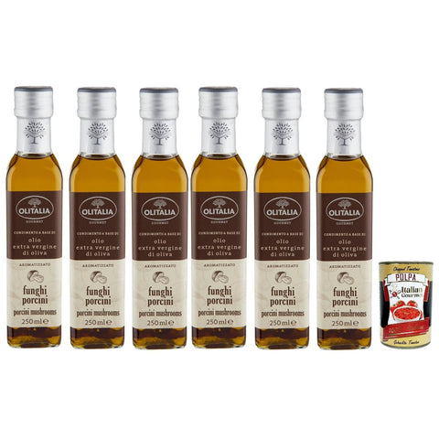 Olitalia Olio Condimento a Base di olio extra vergine di oliva all'aroma di funghi porcini, Extra Natives Olivenöl Porcini Steinpilz geschmack 6x 250 ml italienisch Original