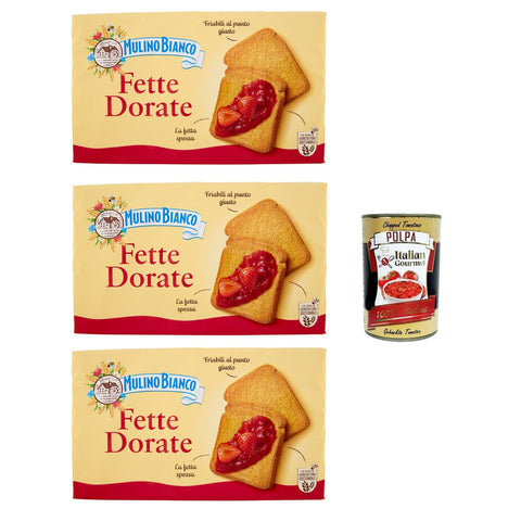 Mulino Bianco Fette Biscottate Dorate, Frühstückskekse, Zwieback kekse gebackenem Brot 3x 630 g italienisch Original