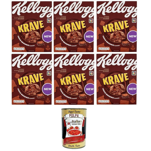 Kellog's Brot & Backwaren Kellog's Krave Choco Brownie Flavour 6x 375gr Original italienisch inkl. Italian Gourmet Polpa 400g 8032804040014