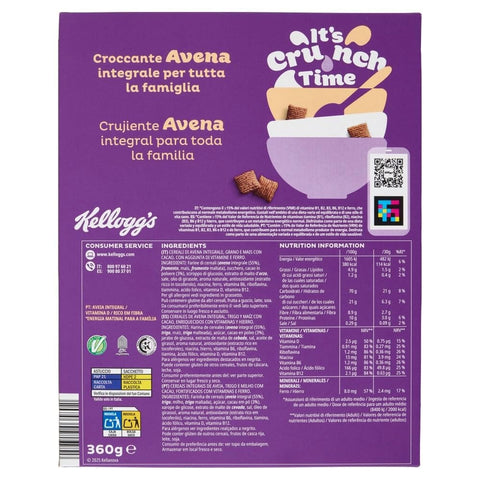 Kellogg Company Kaltes Müsli 3x Kellogg's Oaties Avena Croccante al cacao Knusprige Kakao-Haferflocken 360 g 5059319035802