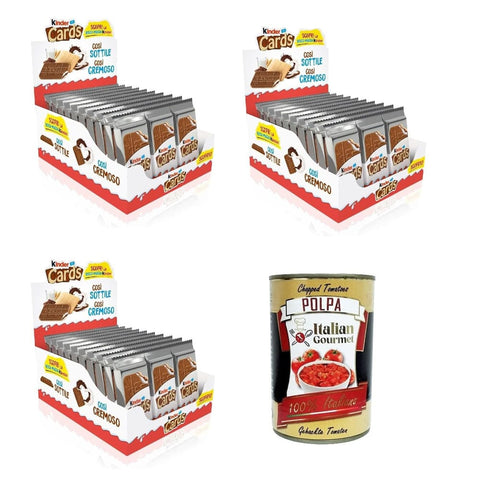 Kinder Kekse Kinder Cards Waffel mit scholokade schoko riegel 30 Stück kekse waffel 768 g 3x Original italienisch inkl. Italian Gourmet Polpa 400g 8032804040014