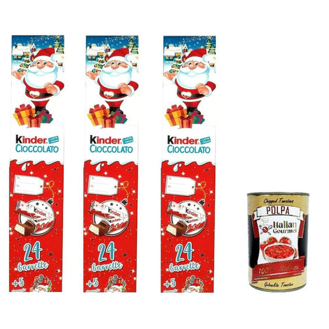 Kinderschokolade Praline Kinderschokolade halber Meter 24 Riegel 3x Original italienisch inkl. 5 Tischkarten für Ihren Weihnachtstisch + Italian Gourmet Polpa 400g 8000500018828