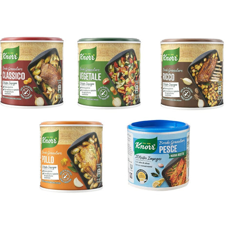 Knorr Brühe & Fond Knorr Brodo Granulare pflanzliche granulierte Brühe 5x150g Geschmack für Ihre Gerichte Gluten-frei laktosefrei 100% Italienische Brühe Testpaket Original italienisch 8001080019441