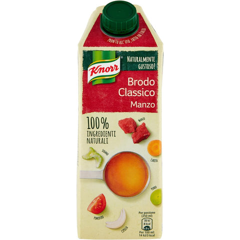 Knorr Brodo Manzo flüssige Rinderbrühe 100% natürliche Zutaten Gluten-frei brik 750 ml italienisch Original