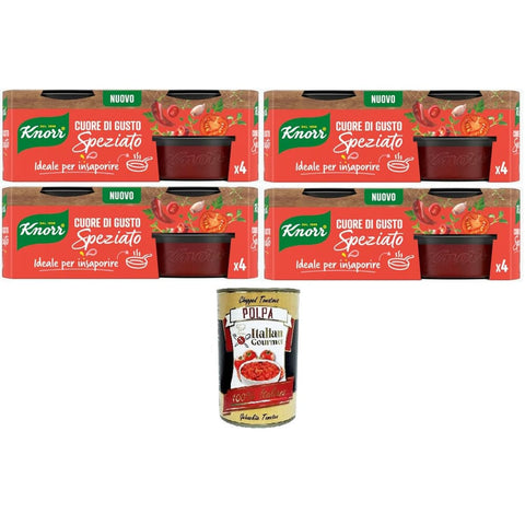 Knorr Cuore Fond Knorr Cuore di Gusto Speziato Herz mit würzigem Geschmack ideal zum Würzen 4x104 g italienisch Original Pastasauce + kostenlos polpa 400 g 8032804040014