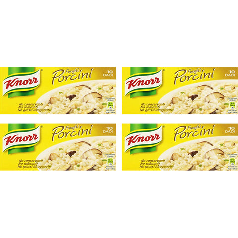 Knorr Funghi Porcini Bouillon-Würfel, Porcini Pilze, 10 Stück, je 10 g, 4 Stück Original italienisch