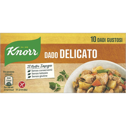 Knorr Tütensuppen Knorr Delicato dado brodo Suppenwürfel Brühe sanft reich an Geschmack 10 pz Original italienisch 8000830001095