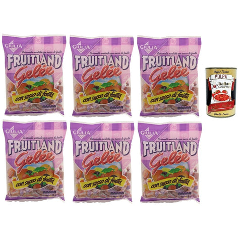 La Giulia Snack Kuchen & Backwaren La Giulia Fruitland Caramelle Gelee, Original italienisch Caramelle alla frutta, frucht bonbons, lollies Süßigkeiten 6x 300g italienisch inkl. Italian Gourmet Polpa 400g 8032804040014