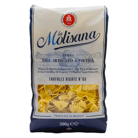 La Molisana Nudelgerichte La Molisana Farfalle Rigate N°66 - 10x 500g - Original italienisch italienische Farfalle Pasta Nudeln aus Hartweizengrieß extra geriffelte Oberfläche für Nudelgerichte mit Soßen 4061263007898