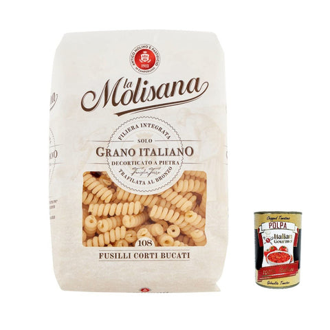La Molisana Fusilli Corti Bucati N. 108 Pasta Lenta Lavorazione Teigwaren aus Hartweizengrieß Bronze-Zeichnung 500 g 20x italienisch Original + kostenlos Polpa 400