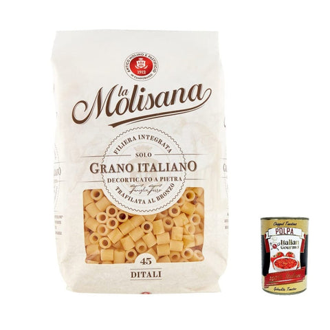 La Molisana Nudeln & Pasta La Molisana Ditali N. 45 Pasta Lenta Lavorazione Teigwaren aus Hartweizengrieß Bronze-Zeichnung 500 g 10x italienisch Original + kostenlos Polpa 400 g 8004690054505