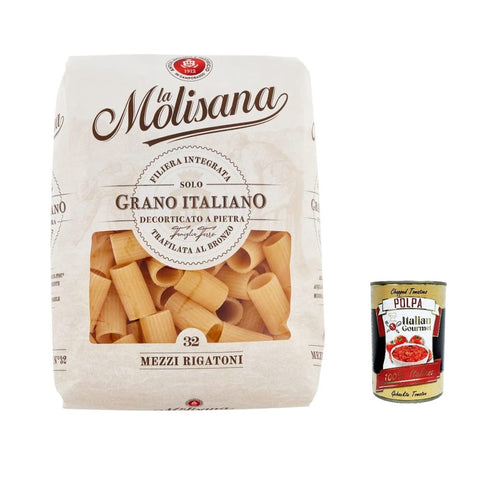 La Molisana Nudeln & Pasta La Molisana Mezzi Rigatoni N. 32 Pasta Lenta Lavorazione Teigwaren aus Hartweizengrieß Bronze-Zeichnung 500g 5x Original italienisch inkl. Italian Gourmet Polpa 400g 8004690053225
