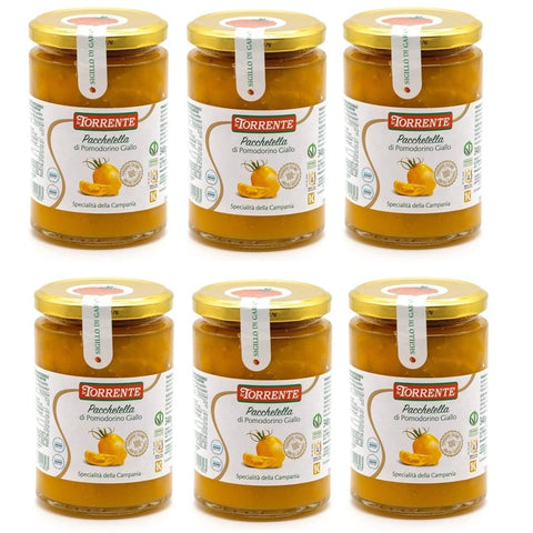 La Torrente Gemüse La Torrente Pacchetella di Pomodorino Giallo Gelbe Tomate Kampanien Spezialität 100% italienische Tomate Glaspackung 340 g 6x italienisch Original 8000282001803