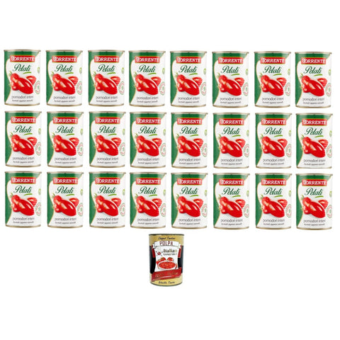 La torrente Gemüse La torrente Pelati pomodori interi Geschälte ganze Tomaten 24x400 g italienisch Original Pastasauce + kostenlos polpa 400 g 8000282001117