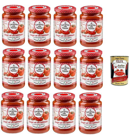 Le Conserve della Nonna Koch- & Backzutaten Le Conserve della Nonna - Sugo All'Arrabbiata Sauce 12x190 g italienisch Original Pastasauce + kostenlos polpa 400 g
