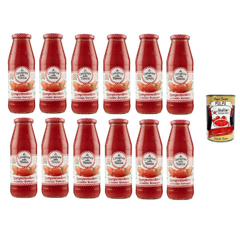Le Conserve della Nonna Tomatensauce Le Conserve della Nonna Lampomodoro dell'Emilia Romagna Tomatenpüree 12 x 700gr Original italienisch inkl. Italian Gourmet Polpa 400g 8005360000020