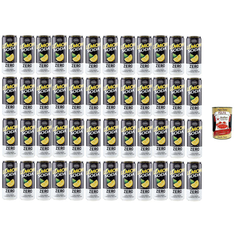 Lemonsoda Zero Erfrischungsgetränk Zitrone lemonade, Ohne Zuckerzusatz, lemon flavoured italian soft drink, sugar free, 48x 33 cl italienisch Original