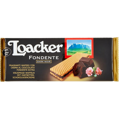 Loacker Abgepackte Gebäckstücke Loacker Wafer Fondente Dark Noir knusprige waffeln mit zartbitter schokoladencreme 150g 3x Original italienisch 8000380141548