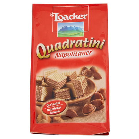 Loacker Kekse Loacker quadratini Napolitaner mit fünf Schichten Wafer und vier Haselnusscreme 125 g Kekse italienisch Original 8000380005918
