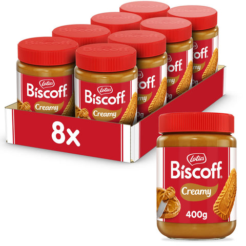 Lotus Biscoff Brotaufstrich - [ ] Classic Lotus Biscoff Creme - Karamellgeschmack - vegan - ohne Zusatz von Aromen und Farbstoffen 400 g 8x italienisch Original