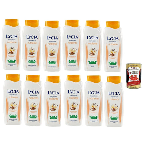 Lycia bagnodoccia Duschgel Lycia bagnodoccia nutriente con Burro di Katitè e Vaniglia Sheabutter und Vanille Schaumbäder Bades bath shower foam 12x750 ml italienisch Original Pastasauce + 8032804040014