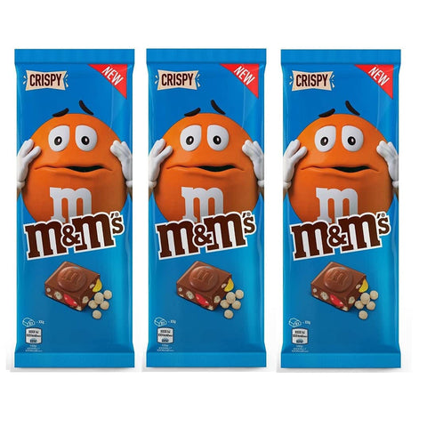 M&M'S Crispy Tafel Milchschokolade Candy Bar gefüllt mit köstlichen M&M'S Mini und knusprigem Reis 3x 150g italienisch Original