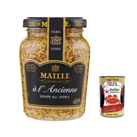 MAILLE Senf MAILLE Dijon à l Ancienne Senf nach alter Art grober Senf 200g Glas 3x Original italienisch inkl. Italian Gourmet Polpa 400g 8711200352524