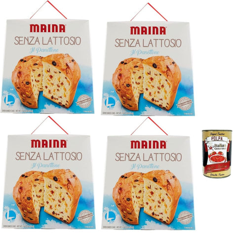 Maina Snack Kuchen & Backwaren Maina Panettone Senza Lattosio Panettone laktosefrei Weihnachtskuchen mit orange kandierten Früchten 4x 750gr italienisch Original 8032804040014