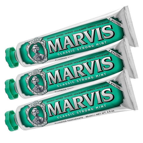 Marvis Zahncremes Marvis Classic Strong Mint Zahncreme mit Pfefferminze für belebende und langanhaltende Frische entfernt Plaque und 3 x 85 ml italienisch Original 49841227412