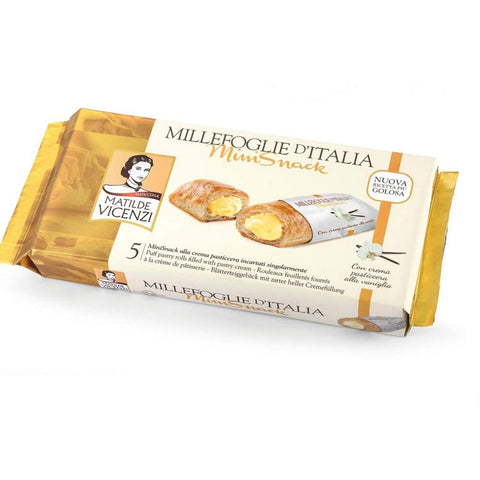 Matilde Vicenzi Millefoglie d'Italia Mini Snack Crema Blätterteig kekse mit Vanillecreme 12x125g Original italienisch