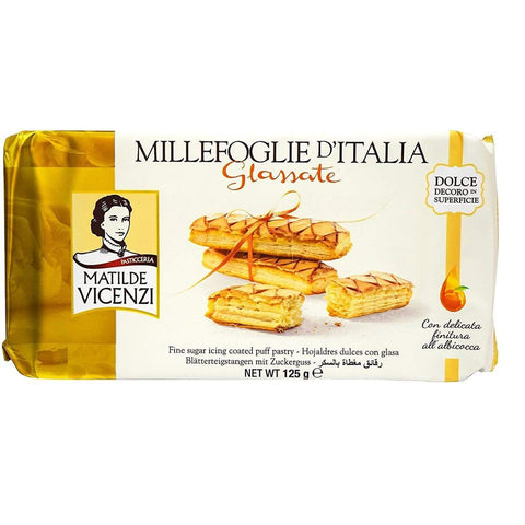 Matilde Vicenzi Millefoglie d'Italia Glassate Kekse gefrosteter Blätterteig Aprikosenfüllung 6x125g Original italienisch