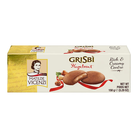 Matilde Vicenzi Grisbi Hazelnut – Italienische Kekse mit samtiger Cremefüllung, Mürbeteigkekse nach italienischer 14x150g Original italienisch