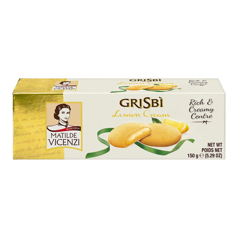 Matilde Vicenzi Kekse Matilde Vicenzi Grisbi Lemon – Italienische Kekse mit samtiger Cremefüllung, Mürbeteigkekse nach italienischer Backtradition, 14er Pack Mürbeteiggebäck(14 x 150 g) italienisch Original 8000350063436